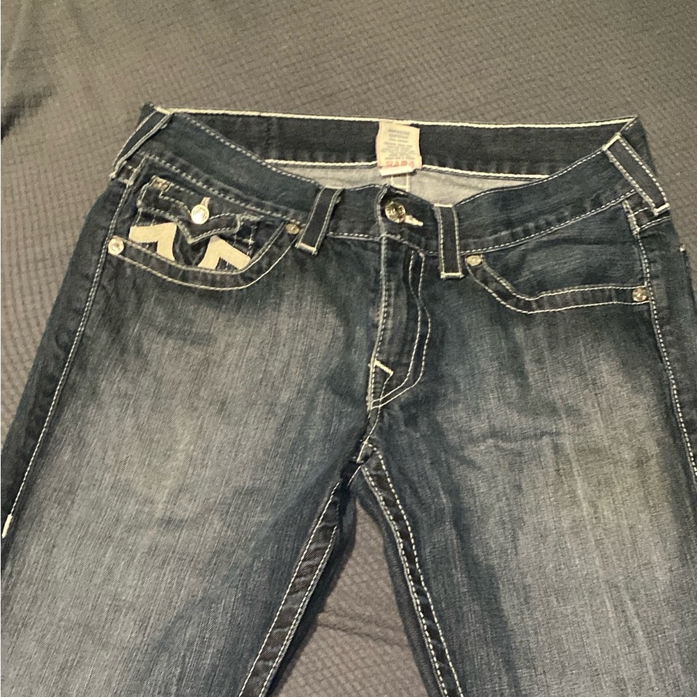 TRUE RELIGION BILLY SUPER T MARLED LUREX BOOTCUT JEANS SIZE 31